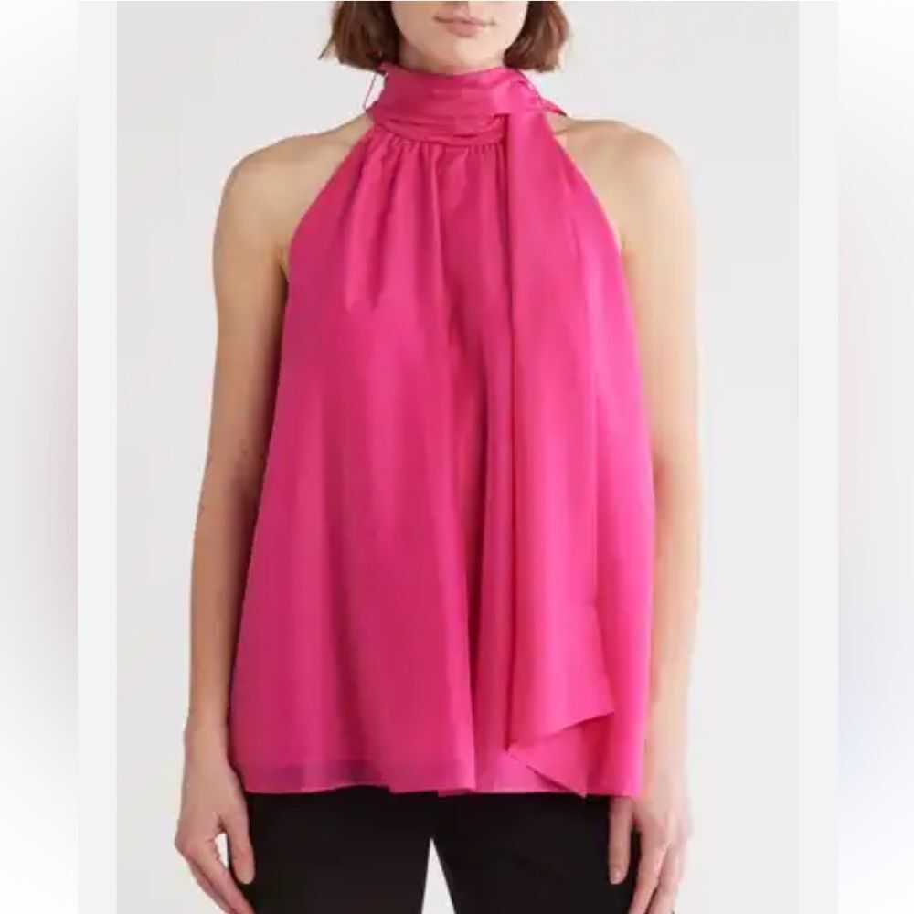 Ted Baker Blouse Womens size 2 London Tejeda Tie Neck‎ Sheer Drape Top Pink New
